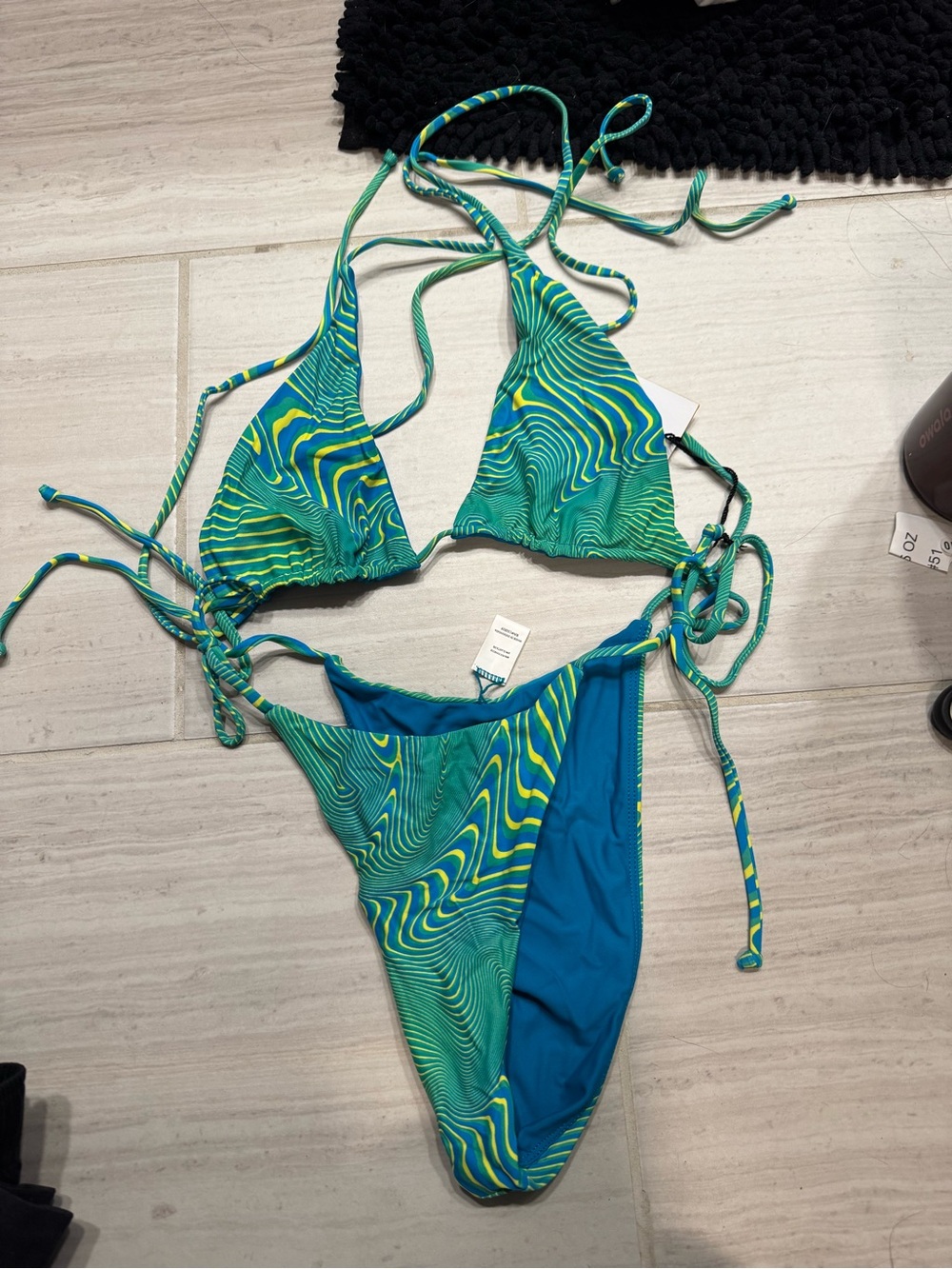 Green & Blue Swirl Tie-Side Bikini - Women